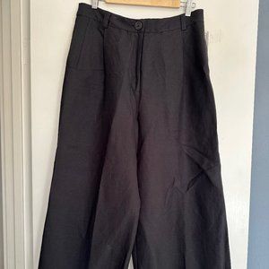 Obus Australia Designer Black Linen Perseverance Pant wide leg trousers NWT